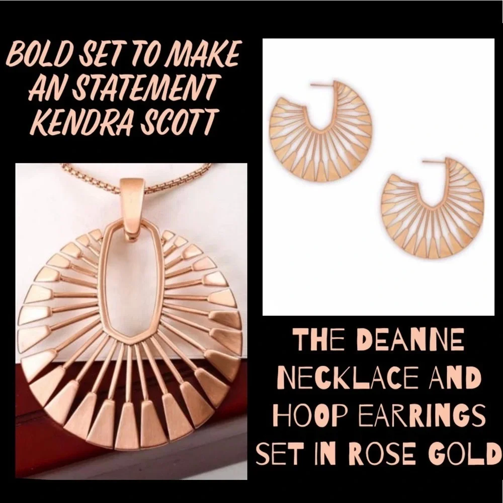 🔥🔥 Authentic The Deanne Set Necklace and Hoop Earrings Set in Rose Gold